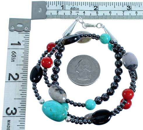 Multicolor And Sterling Silver Southwest Bead Necklace SX114947